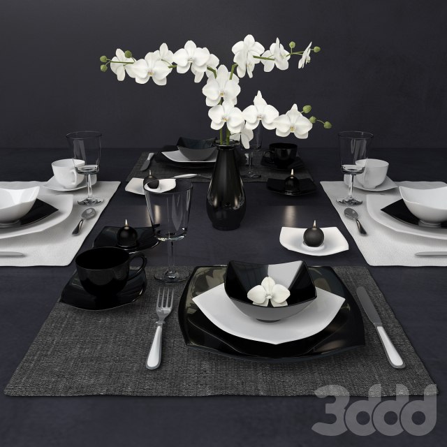 Black and white crockery
