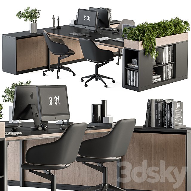 Office Furniture with Plant Box - employee Set 48