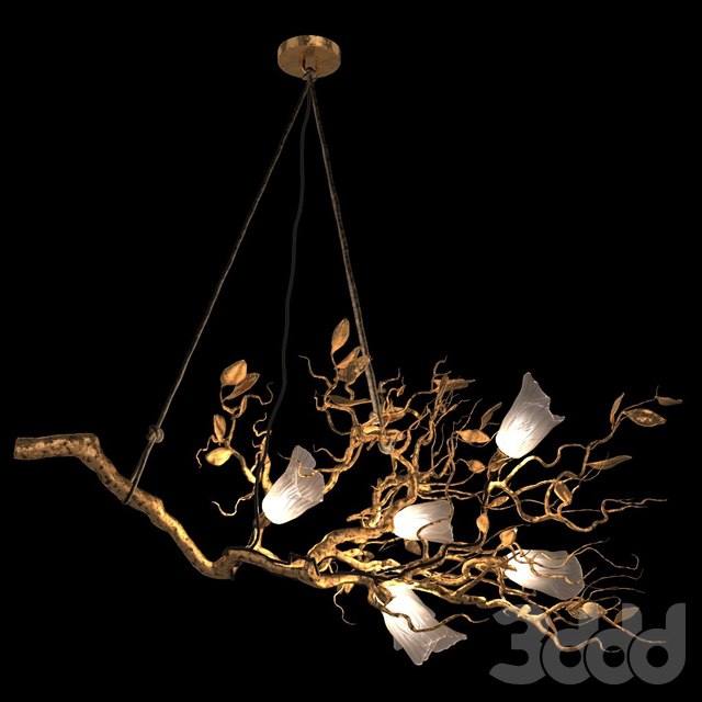 Люстра и бра сделанные из позолоченных веток