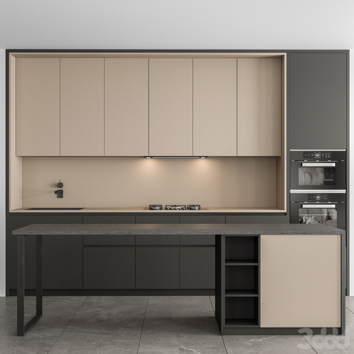 Kitchen Modern - Black and Cream Cabinets 73