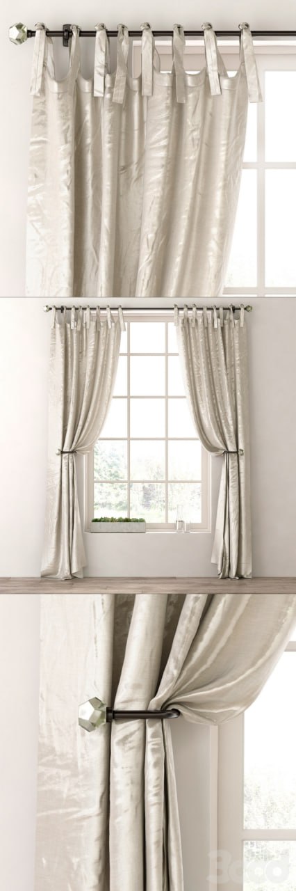 RH / LUSTER SILK TIE-TOP DRAPERY PANEL