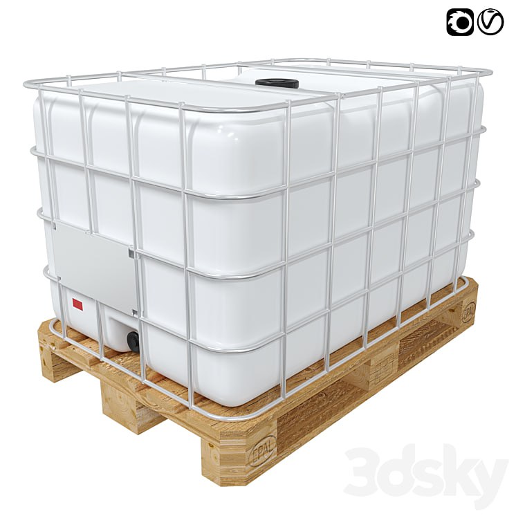 Euro-cubes, capacity 1000l, cubic capacity on a wooden pallet