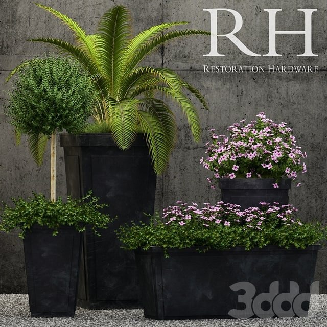 Restoration Hardware paneled sheet metal planters