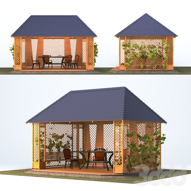 Tahir Wooden gazebo with grapes Other