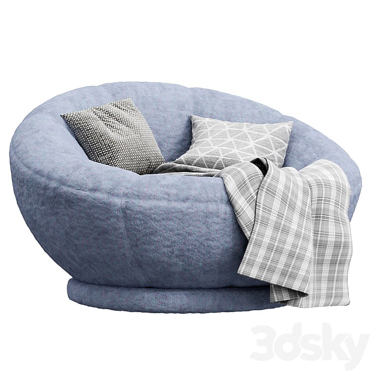 Cozy Sherpa Indigo Groovy Swivel Chair