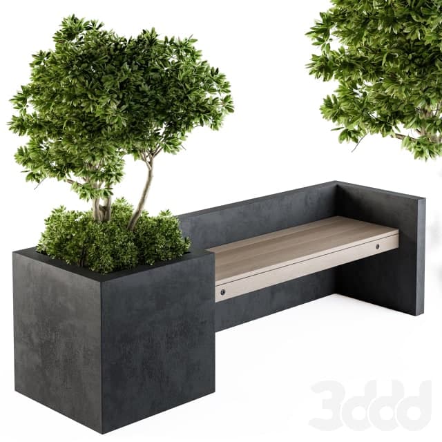 Urban Furniture Plants with bench 09
