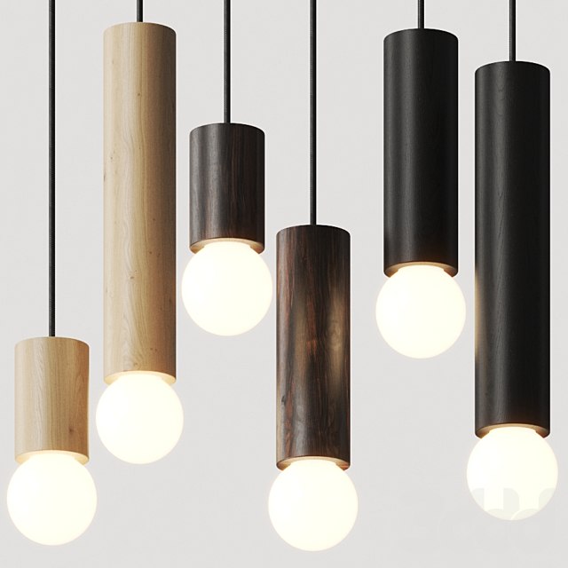 Allied Maker Wood Cylinder Pendant Lamps