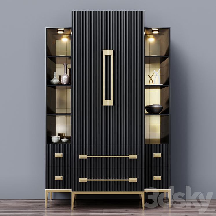 Ebony Satin Tall Cabinet