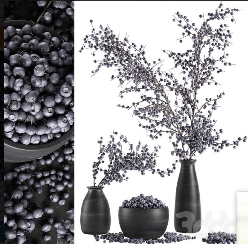 Bouquet of branches with berries 549. Branches, berries, blueberries, blueberries, bowl with berries, natural decor, eco design, vase