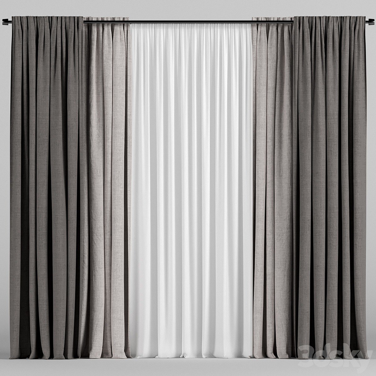 Brown curtains with tulle