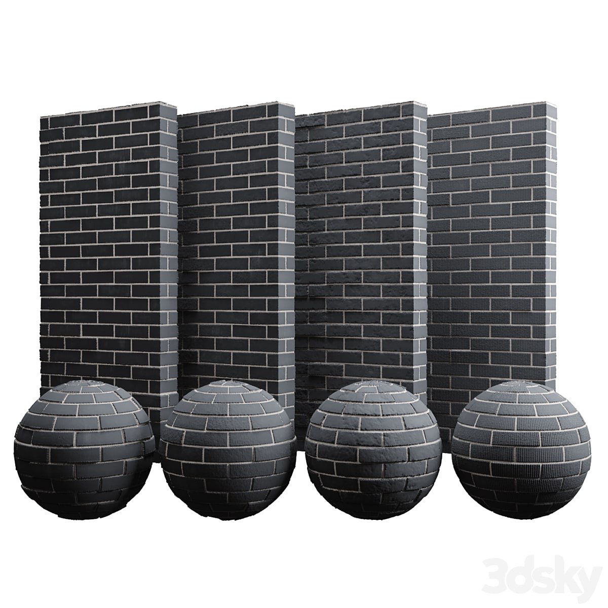 Black brick tiles
