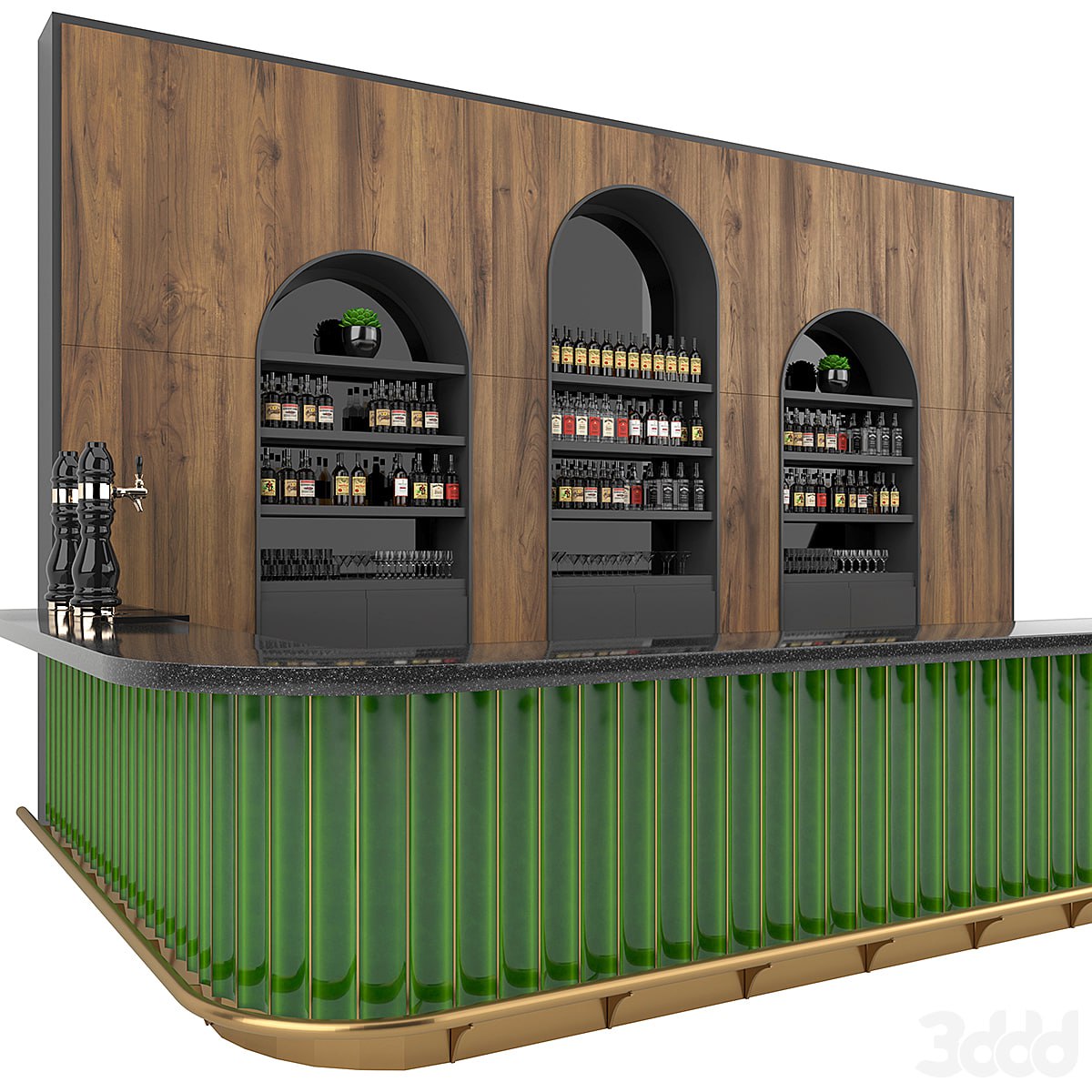 Restaurant Bar Set 01 with Emerald Ceramic tiles
