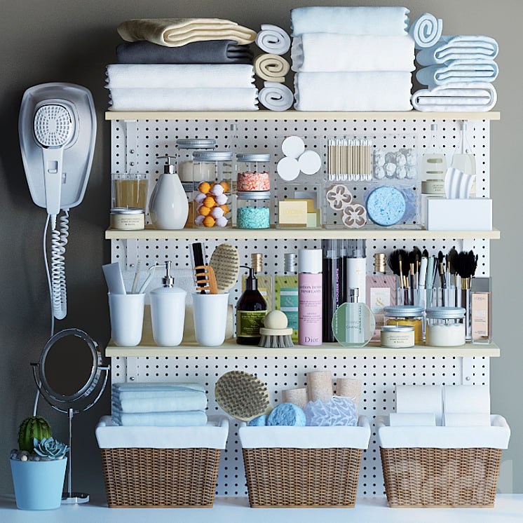 Shelves for bathroom with decor