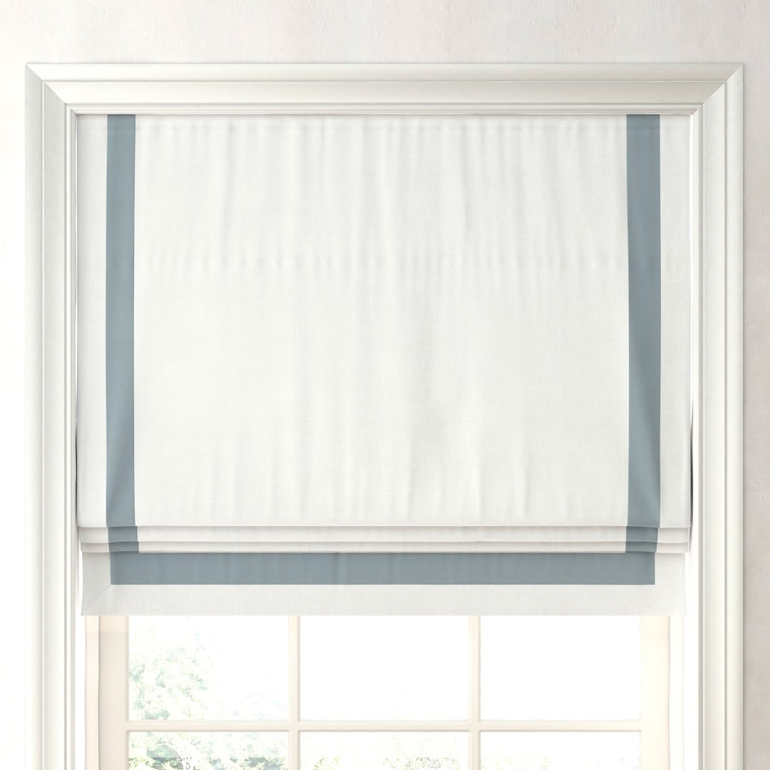 RH APPLIQUED FRAME COTTON CANVAS ROMAN SHADE