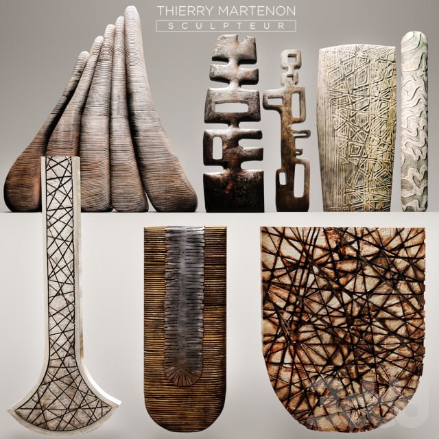Set Sculpture Thierry Martenon, figurine, carving, abstraction, modern art, art