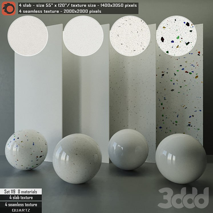 Quartz Slab & Seamless texture Set 119