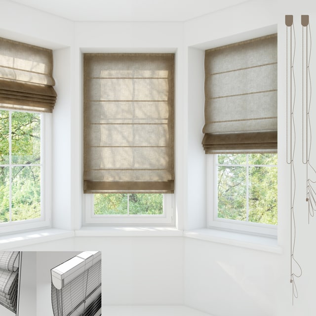 Roman window shades in 3 positions dimensions: 1000h800/1100/1500