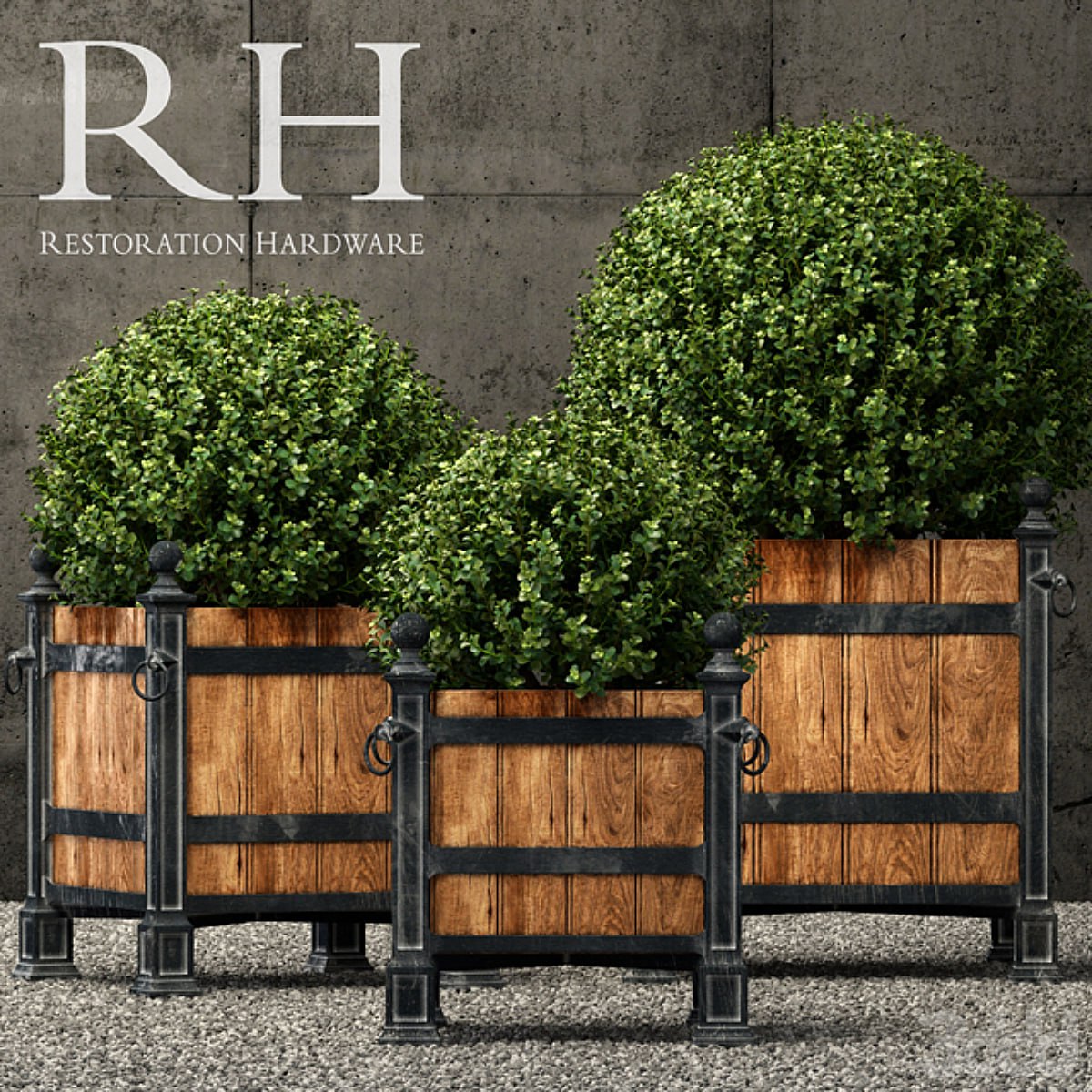Restoration Hardware versailles wood panel planters