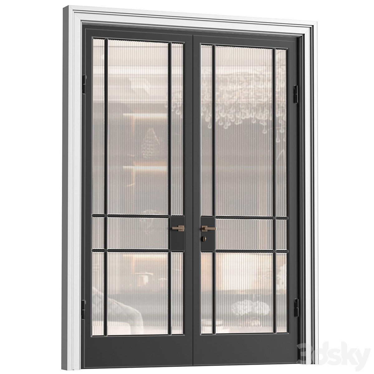 Interior Doors in Art Deco style with corrugated glass. Entrance Art Deco Interior Modern Doors