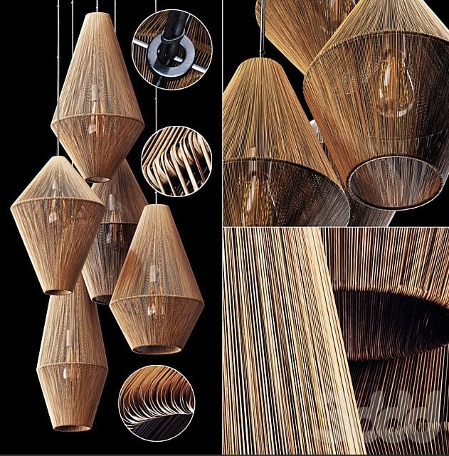 Lamp wood rattan wicker Cone n4 / Lamp wicker rattan cone No. 4