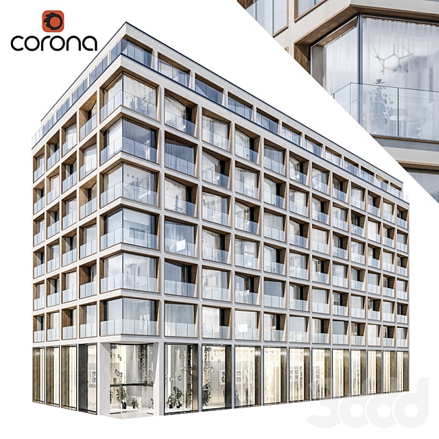 Modern residential building 06 | night + interiors