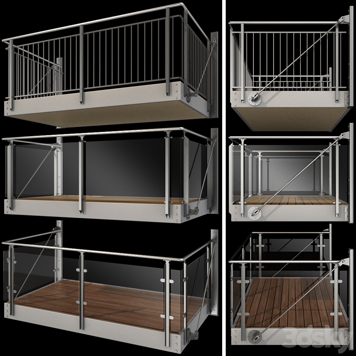Metal balcony (3 types of console balconies)