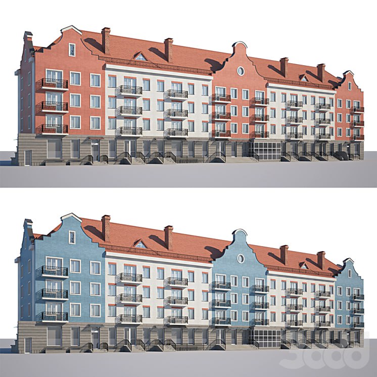 Facade of low-rise houses