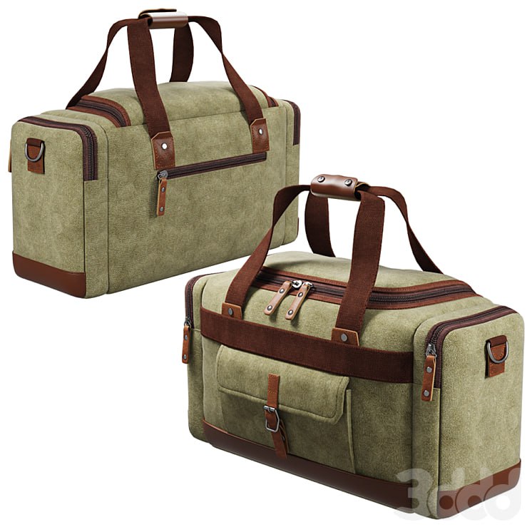 BLUBOON Canvas Genuine Leather Trim Overnight Travel Duffel Bag