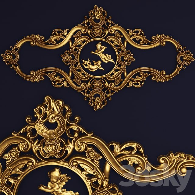 Stucco molding, carving, female, angel.