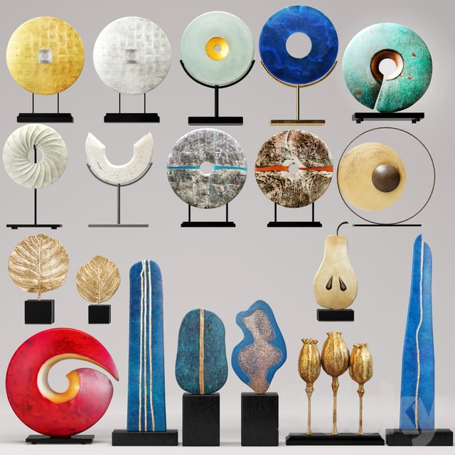 The collection of 19 pieces of statues.