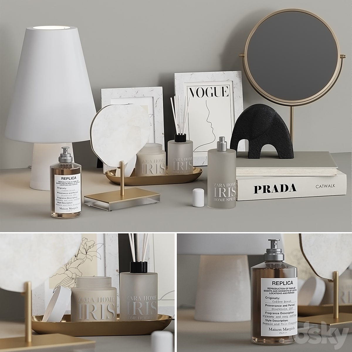 Decorative set Zara Home 3 with Table lamp