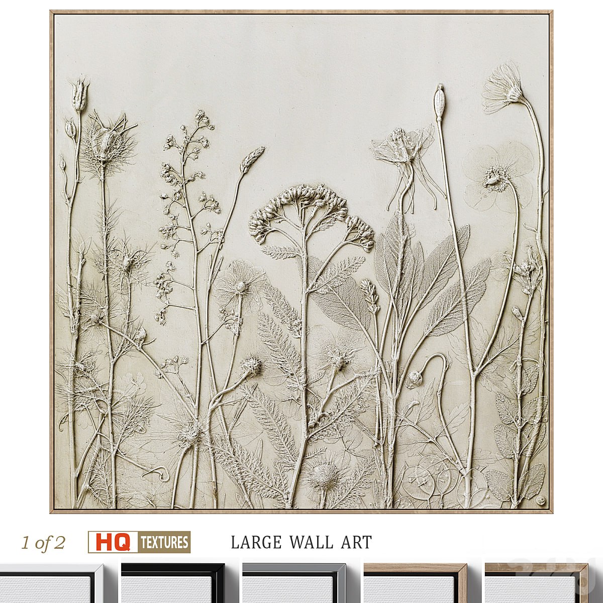 Textural Plaster Wildflowers Boho Wall Art C-507