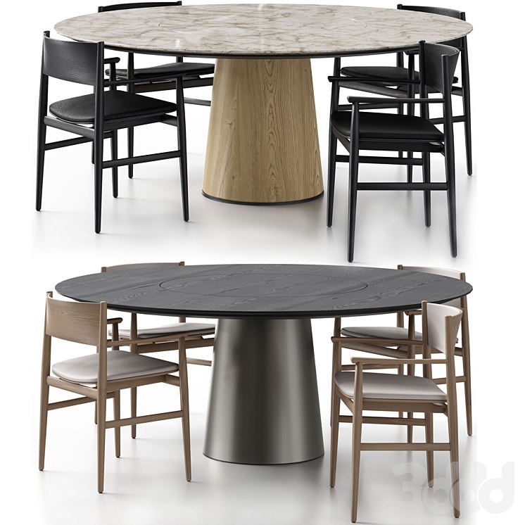 Neve chair with handles and Materic table by Porro