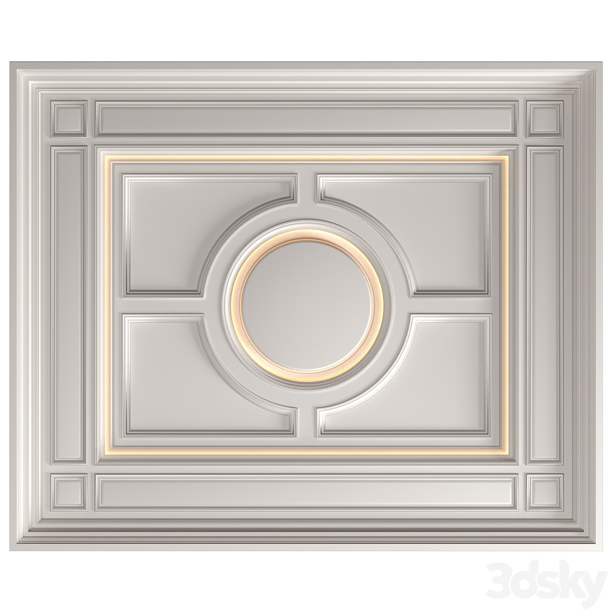 Modern coffered illuminated ceiling set Art Deco style