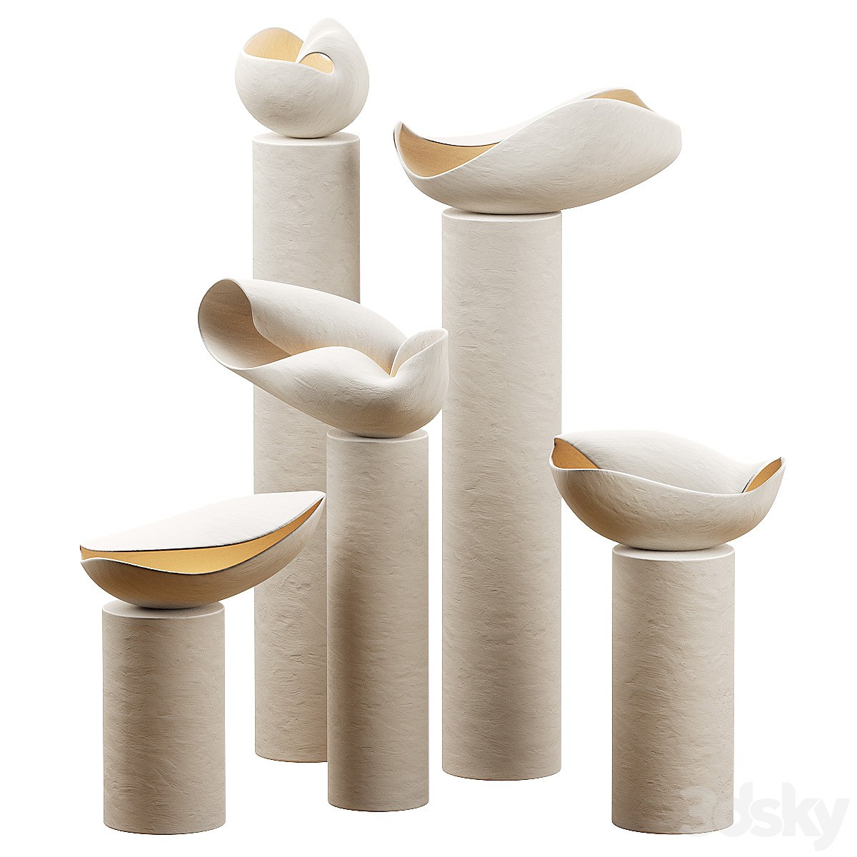 Decorative clay lamps Nautile ii Floor Lamp by Elsa Foulon