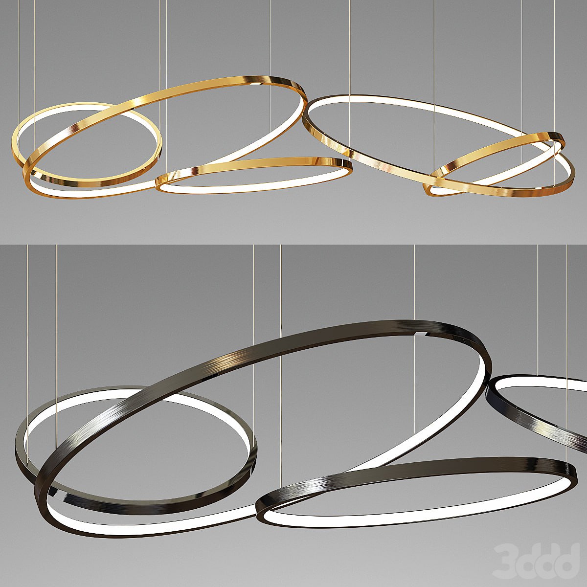 Decorative 5 Ring Chandelier - gold and black