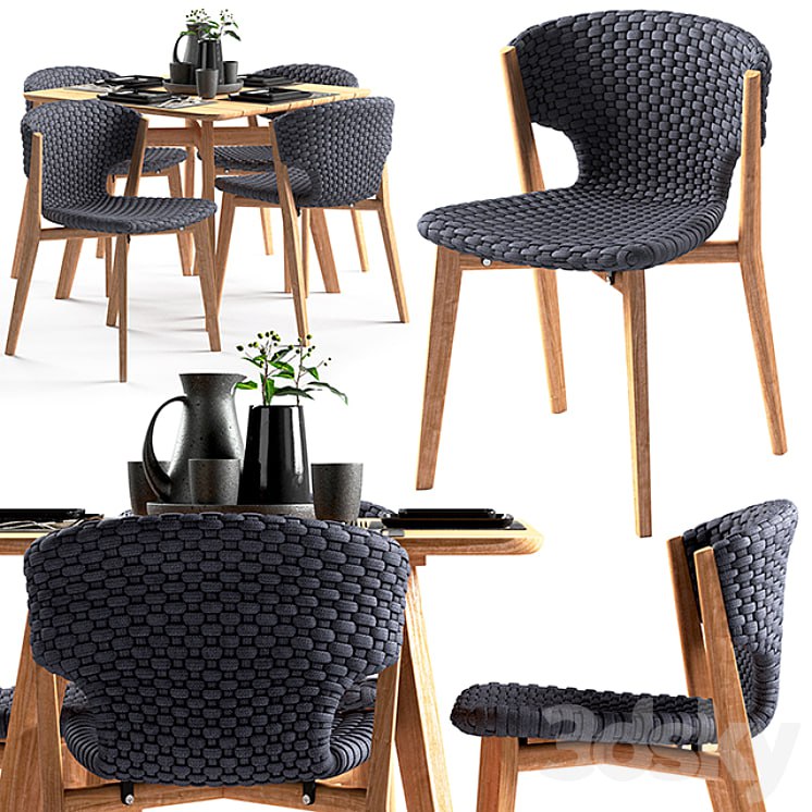 Ethimo Knit dining chair and square table