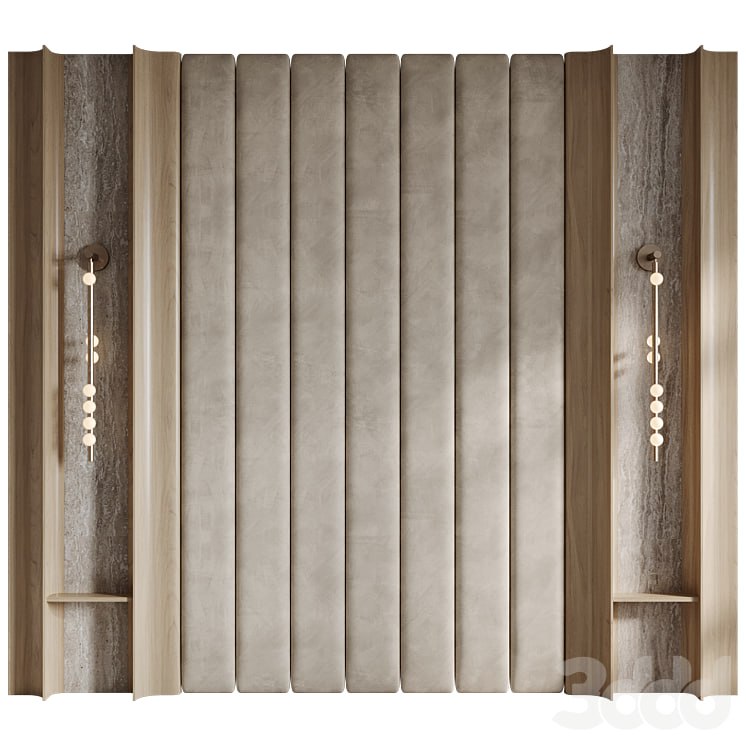 Lunar headboard with upholstered panels