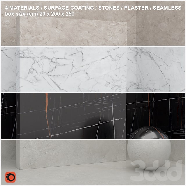 4 materials (seamless) - stone, plaster - set 12