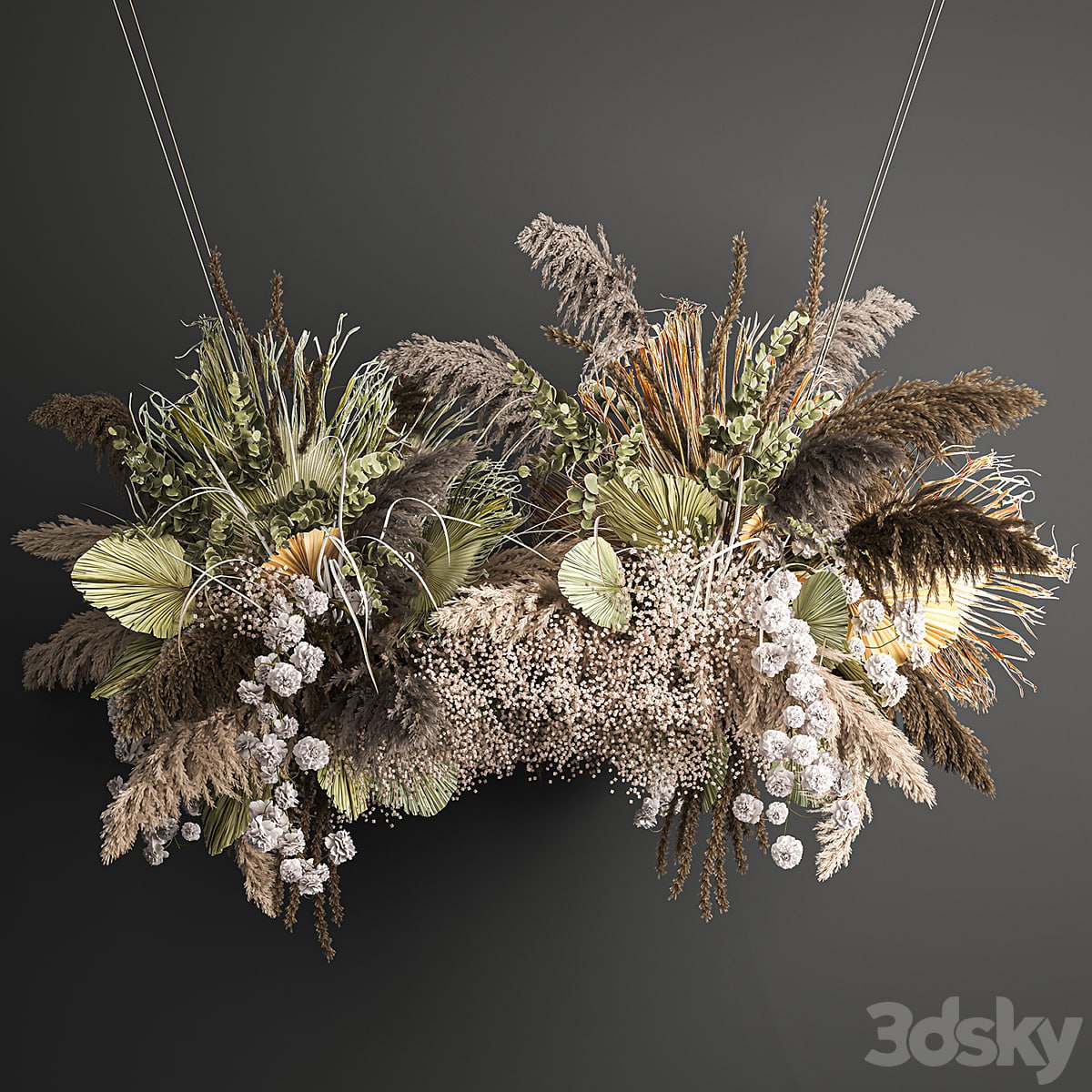 Hanging bouquet 232. Dried flower, palm leaf, dry, decor, pampas grass, suspension, reeds, decor, decoration PRO