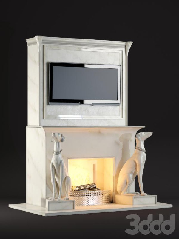 A Fireplace with Dogs