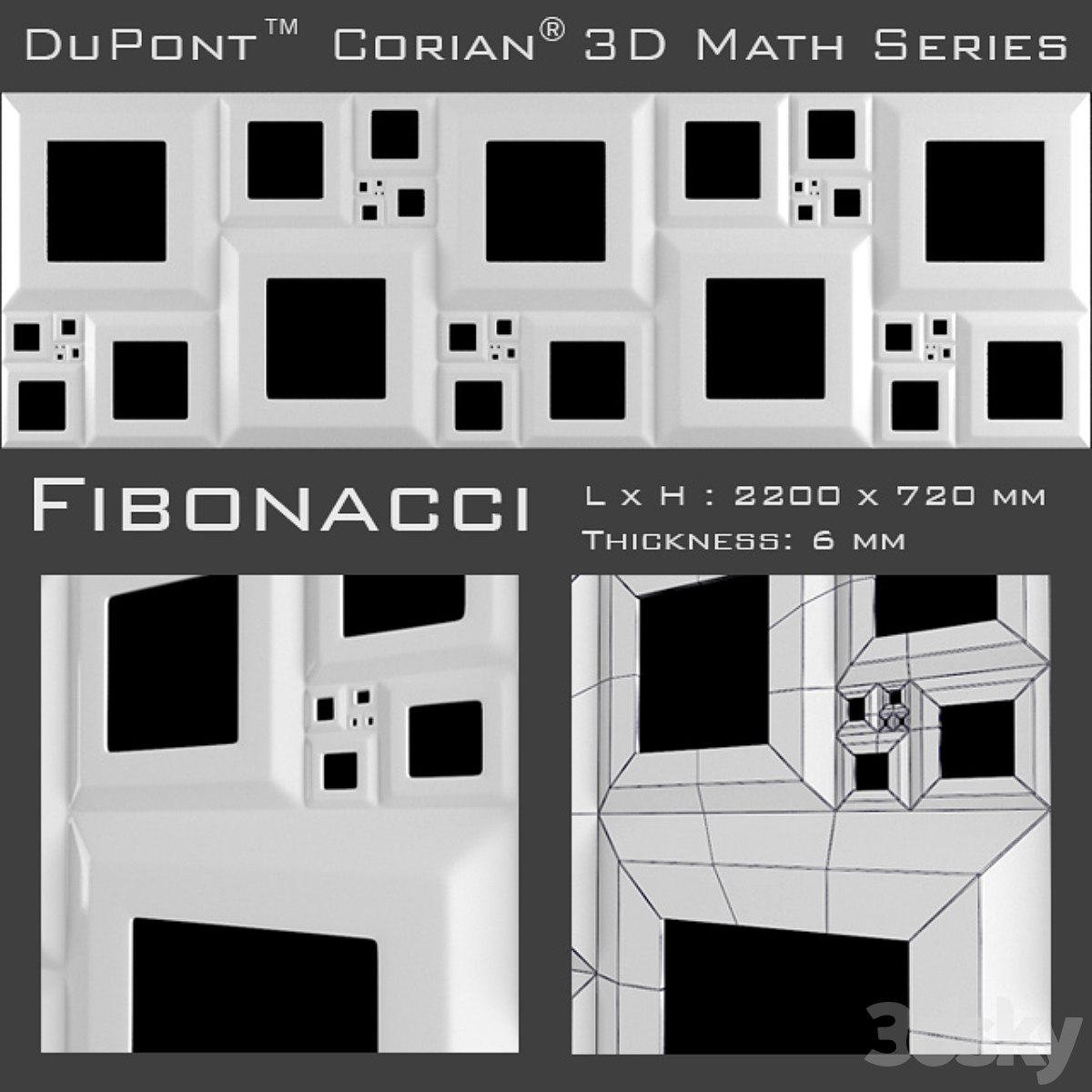3D Panel Corian Fibonacci