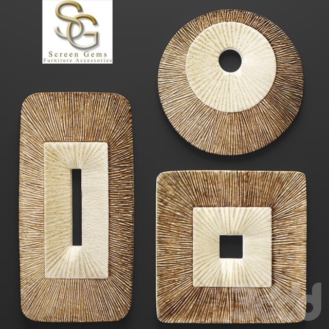 Concave Ribbed Plaque Wall Art - Set, panel, wall decor, stone carving, sculpture, painting, art, contemporary art PRO