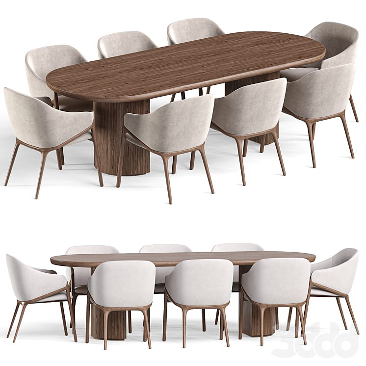 Angelcerda Chair Moon Table Dining Set