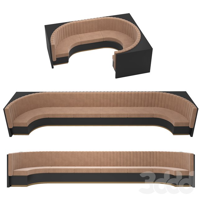 Restaurant Bar Set 01 Part5 Long Sofa with Corner sofa & 2 colors Corona & Vray