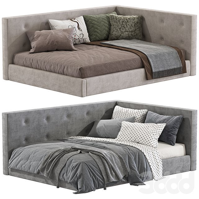 Cushy Upholstered Platform Corner Bed
