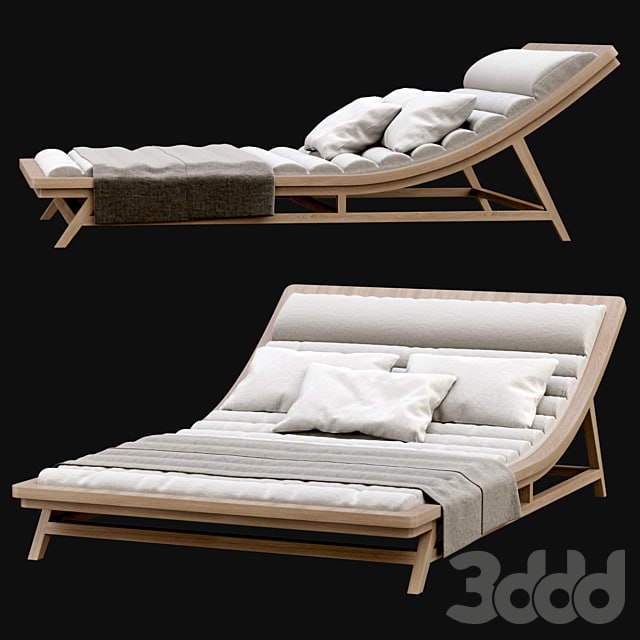 Large wooden outdoor chaise lounge L17