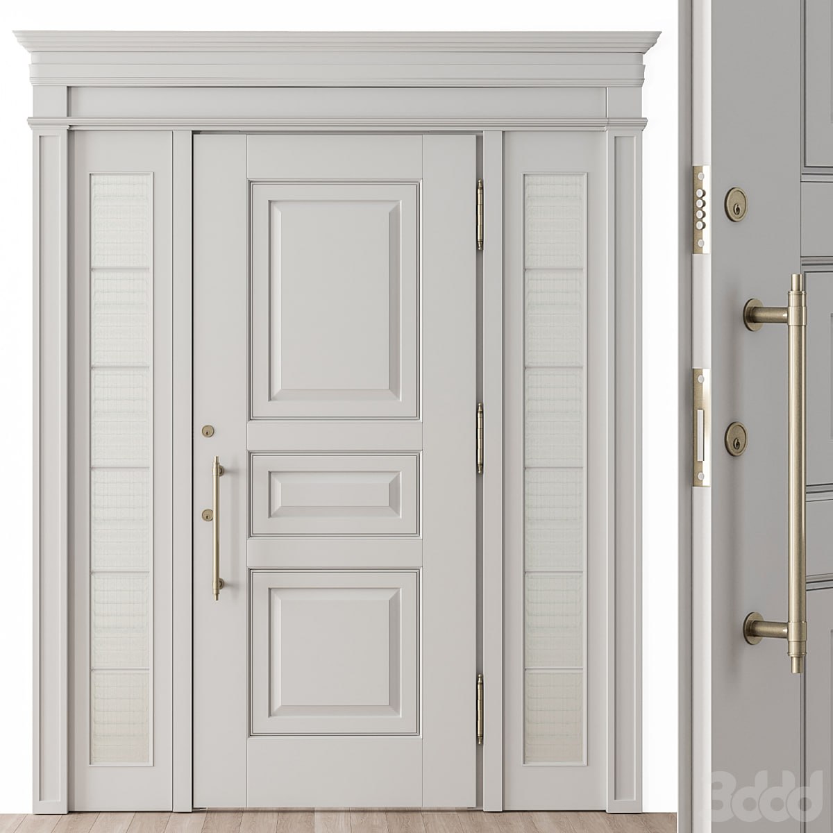 White and Glass Classic Front Door - Set 38
