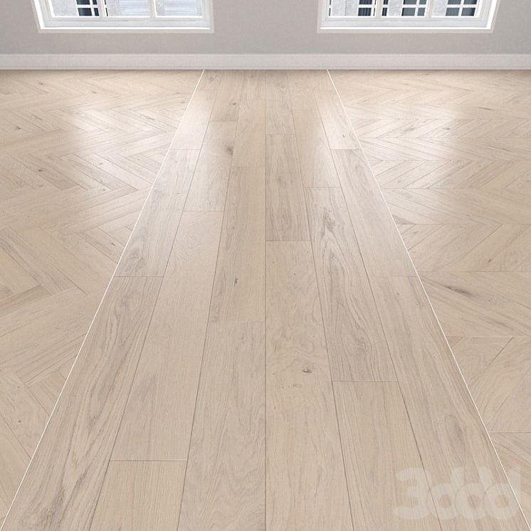 Parquet Oak light, 3 types: herringbone, linear, chevron.
