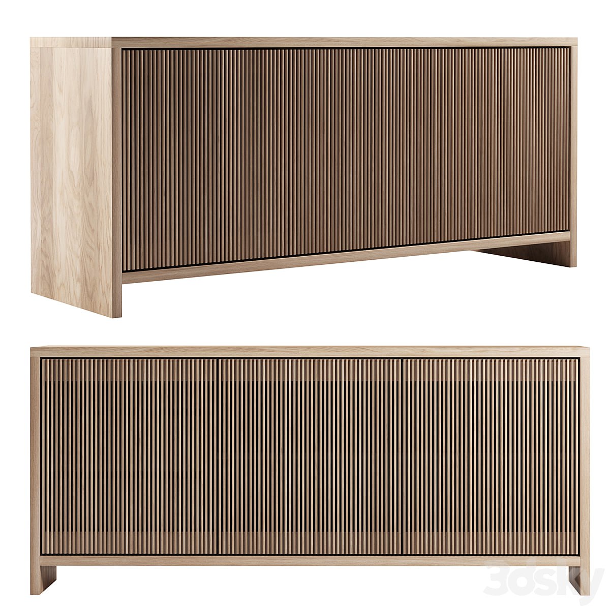 Oak Slatted Credenza by Material